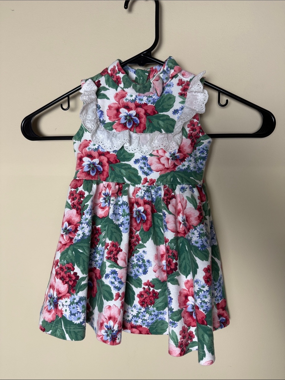 Janie and Jack white floral eyelet ruffle ponte dress 12-18 months sleeveless